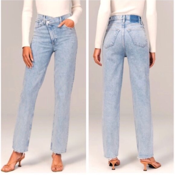 Abercrombie & Fitch Denim - Abercrombie & Fitch 90s Straight Ultra High Rise jeans criss-cross waist Sz 27/4